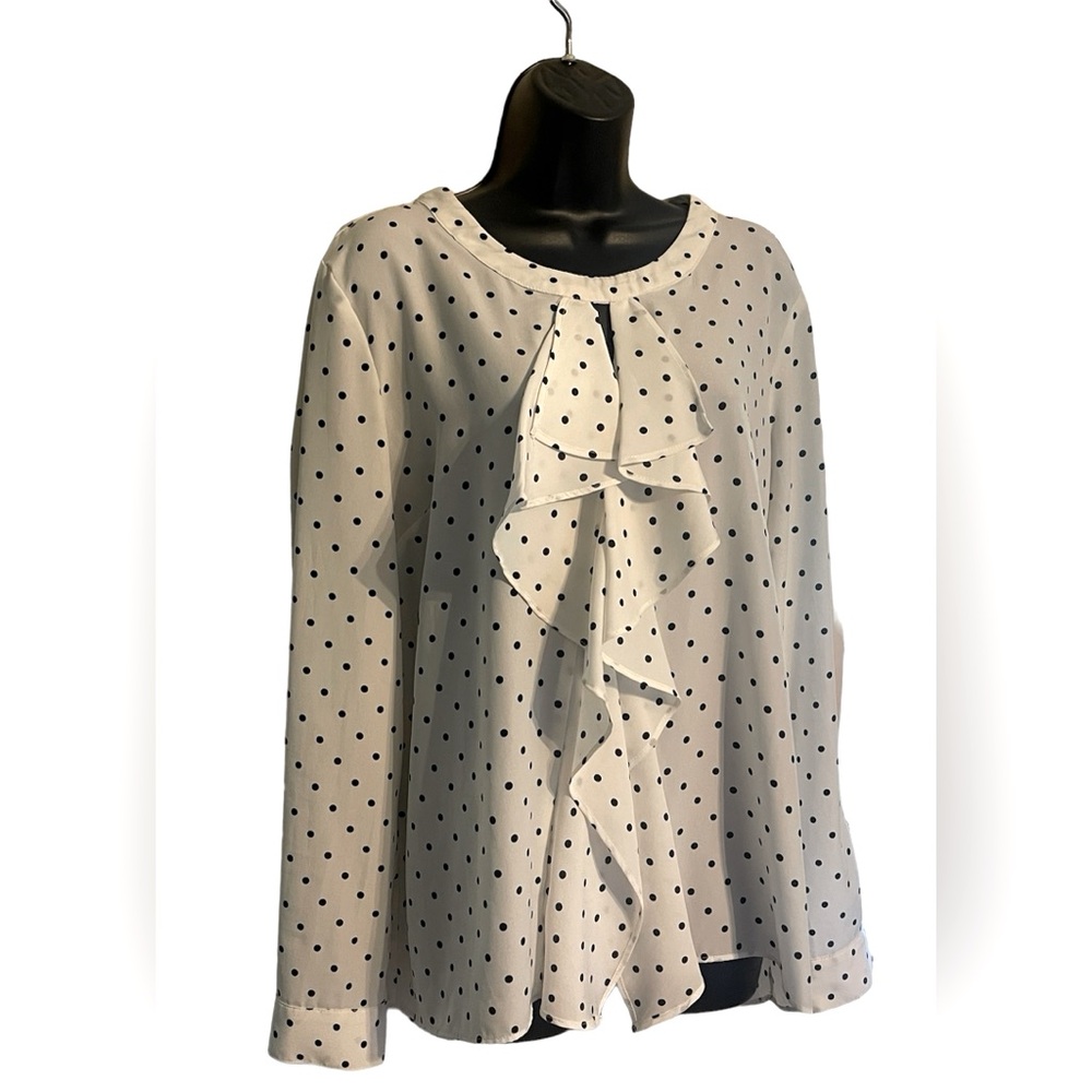 Vtg Style New York & Company Women’s Career 2 Way Sleeve   Polka Dots Sz XL